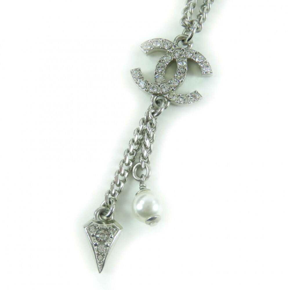 CHANEL Authentic Silver Pearl Logo Necklace - Picture 1 of 7